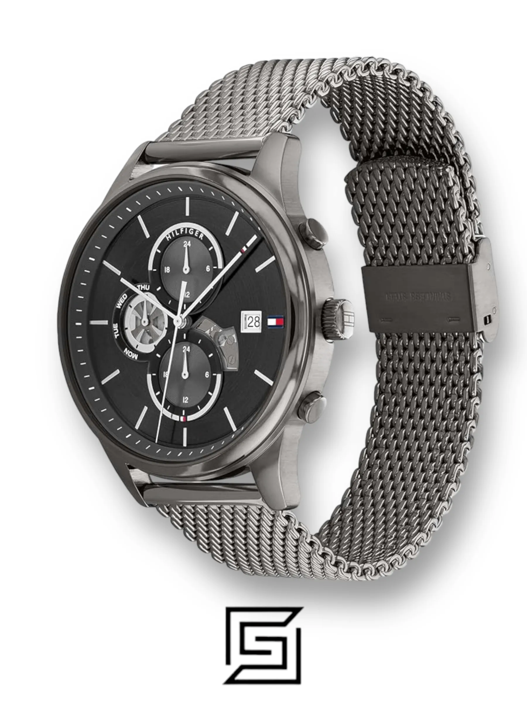 Men,Watches,Men,Original Watches watches Tommy Hilfiger Analogue Multifunction Quartz Watch for Men with Gunmetal Stainless Steel Mesh Bracelet - 1710506 Tommy Hilfiger