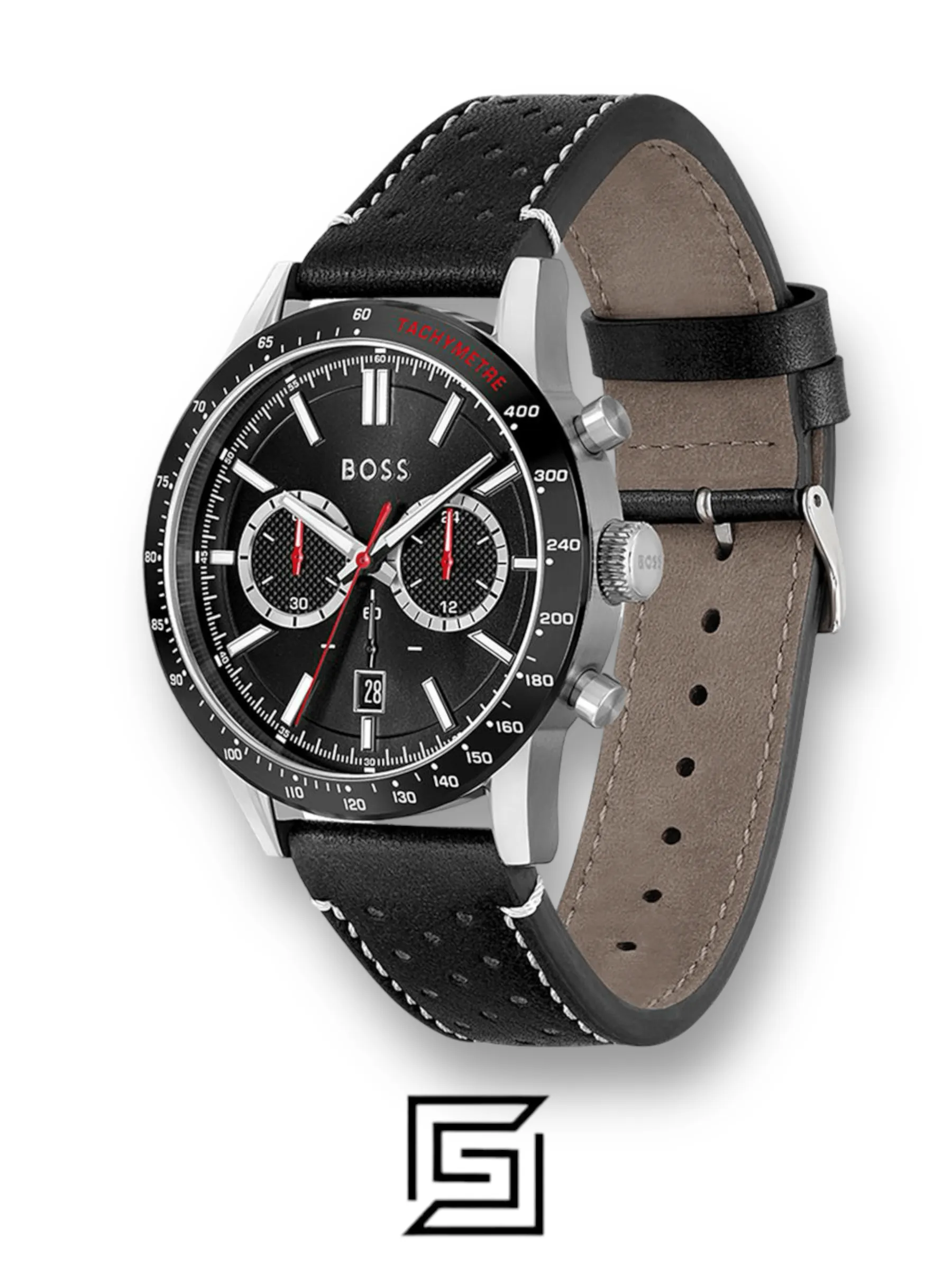 Men,Original Watches Hugo Boss watches BOSS Allure Men's Chronograph Stainless Steel and Leather Strap Watch-1513920 Boss