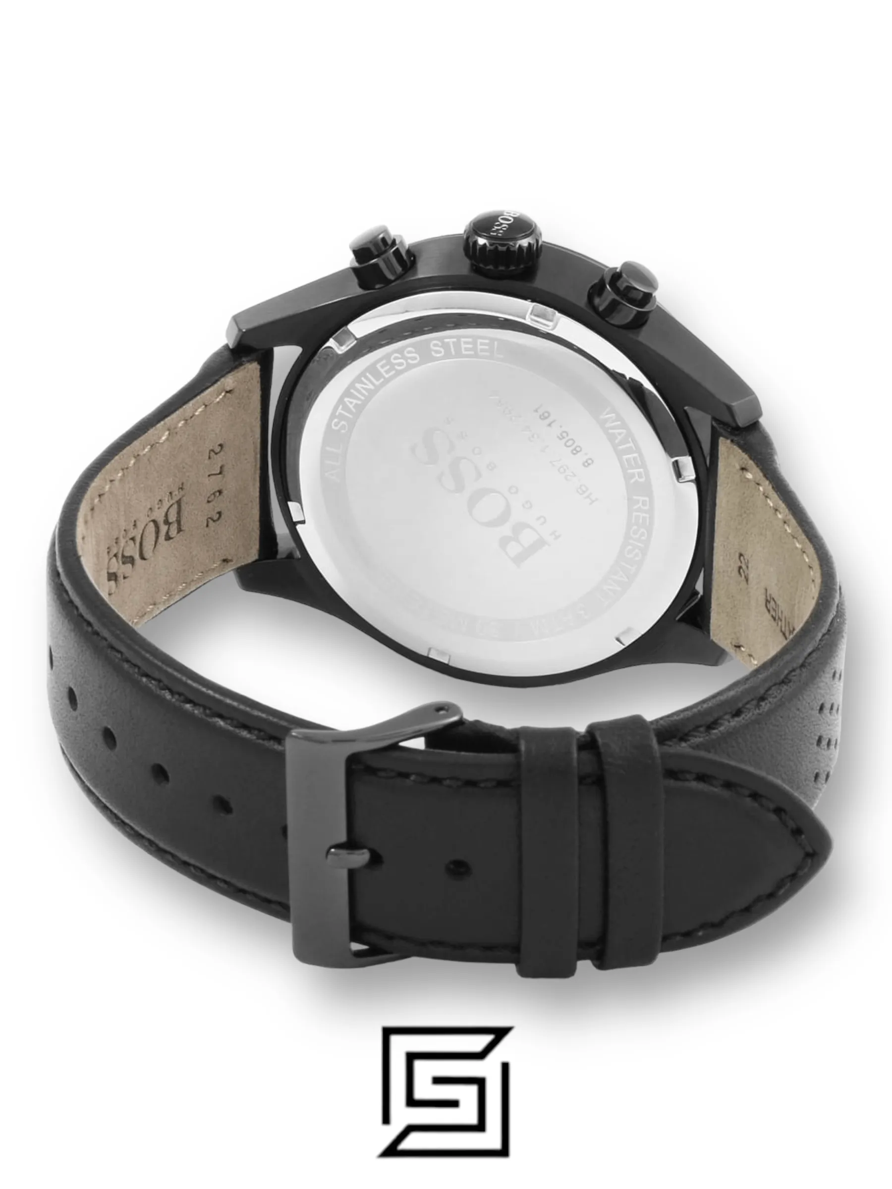 Watches,Original Watches original-watches Hugo Boss Grand Prix Men's Black Dial Leather Band Watch - 1513474 Boss