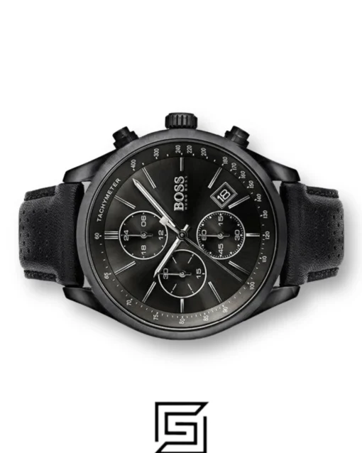 Watches,Original Watches original-watches Hugo Boss Grand Prix Men's Black Dial Leather Band Watch - 1513474 Boss