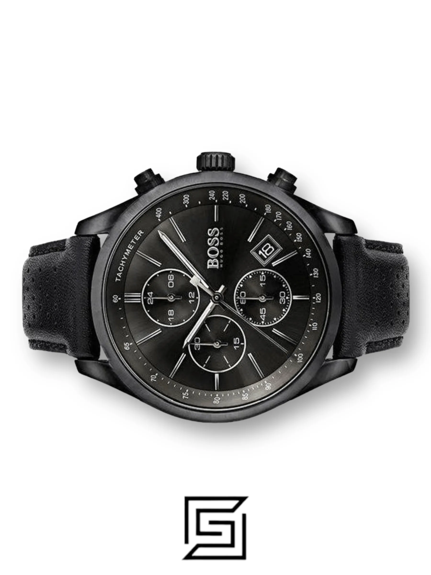 Watches,Original Watches original-watches Hugo Boss Grand Prix Men's Black Dial Leather Band Watch - 1513474 Boss