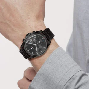 Men,Watches,Men,Original Watches watches Tommy Hilfiger Men's Multi Dial Quartz Watch Baker with Leather Strap 1710452 Tommy Hilfiger