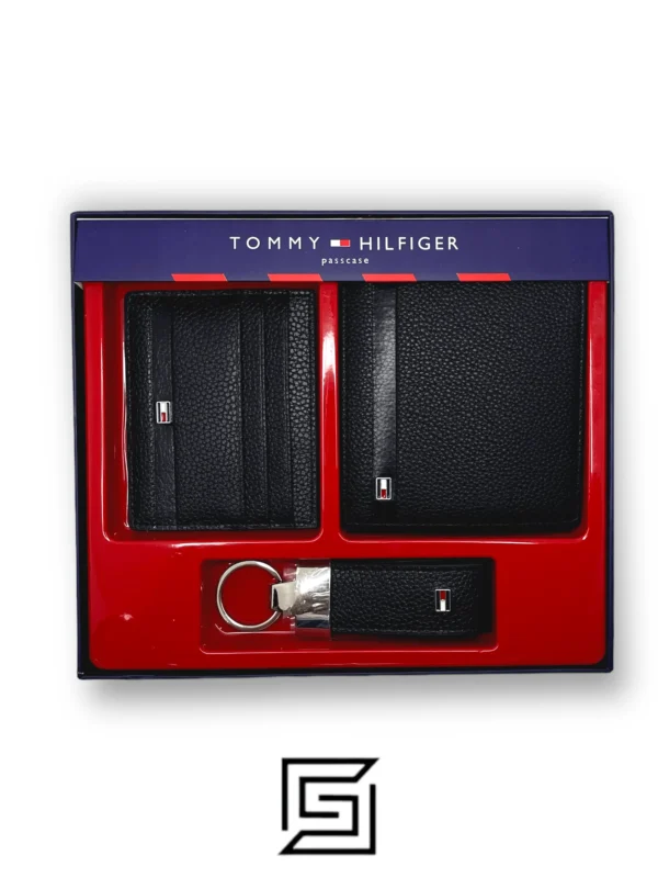 Leather,Wallets,Men Tommy wallets PASSCASE 3 PCS SOFT PATTERN ONE LINE/BLACK Tommy Hilfiger