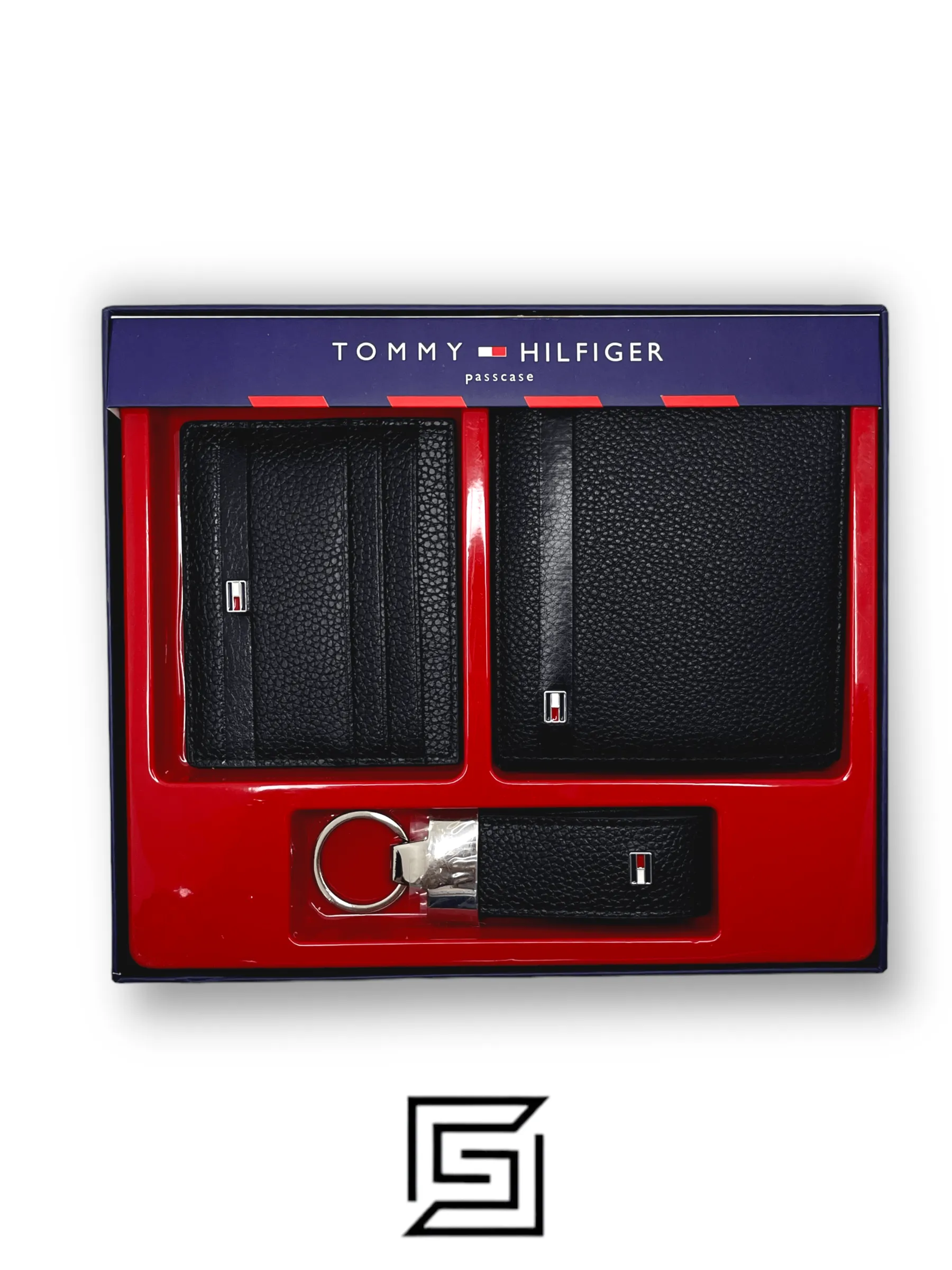Leather,Wallets,Men Tommy wallets PASSCASE 3 PCS SOFT PATTERN ONE LINE/BLACK Tommy Hilfiger