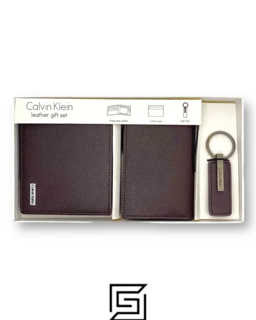 Leather,Wallets,Men wallets CK ORG LEATHER GIFT SET SOFT PATTERN/BROWN Calvin Klein