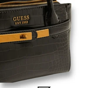 Bags,Leather,Women Guess leather Enisa Mini Satchel BLACK Guess
