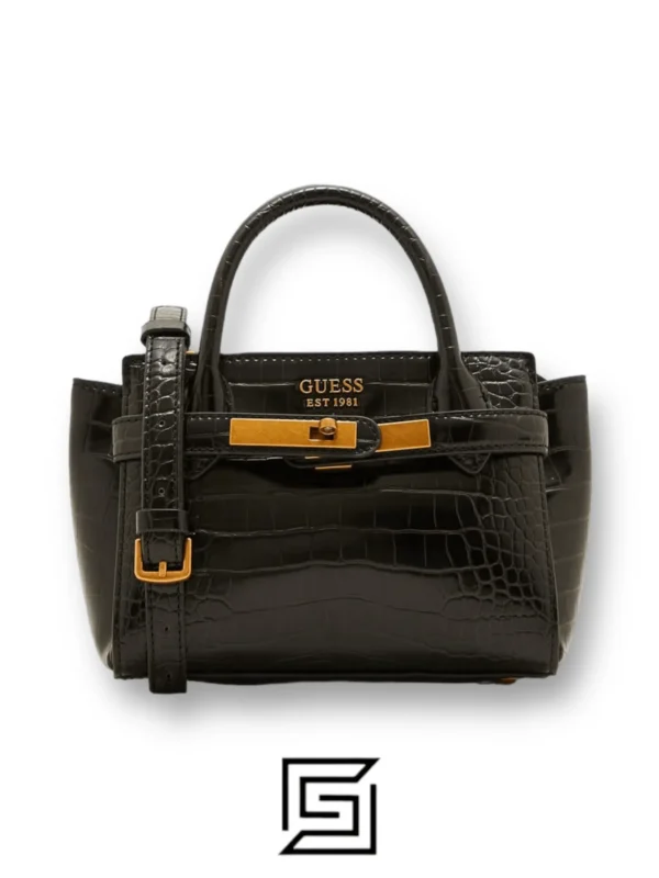 Bags,Leather,Women Guess leather Enisa Mini Satchel BLACK Guess