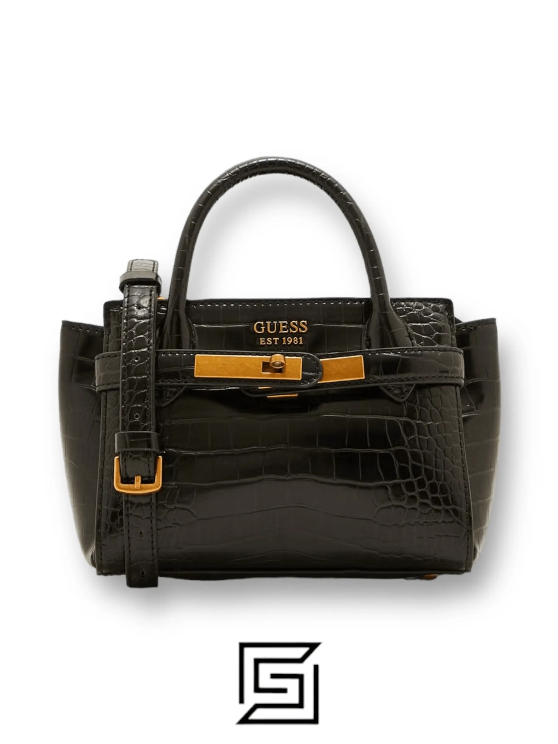 Bags,Leather,Women Guess leather Enisa Mini Satchel BLACK Guess