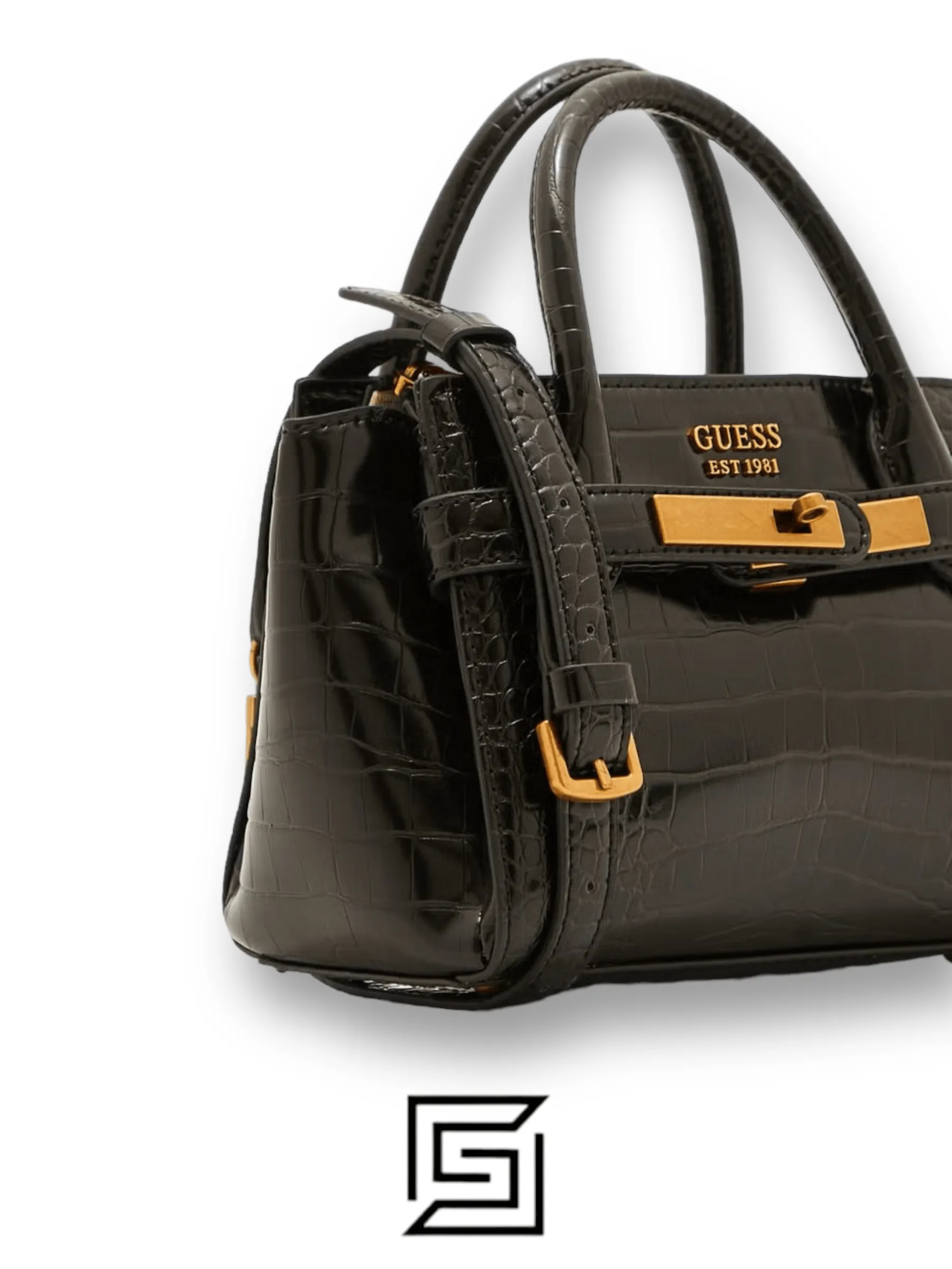 Bags,Leather,Women Guess leather Enisa Mini Satchel BLACK Guess