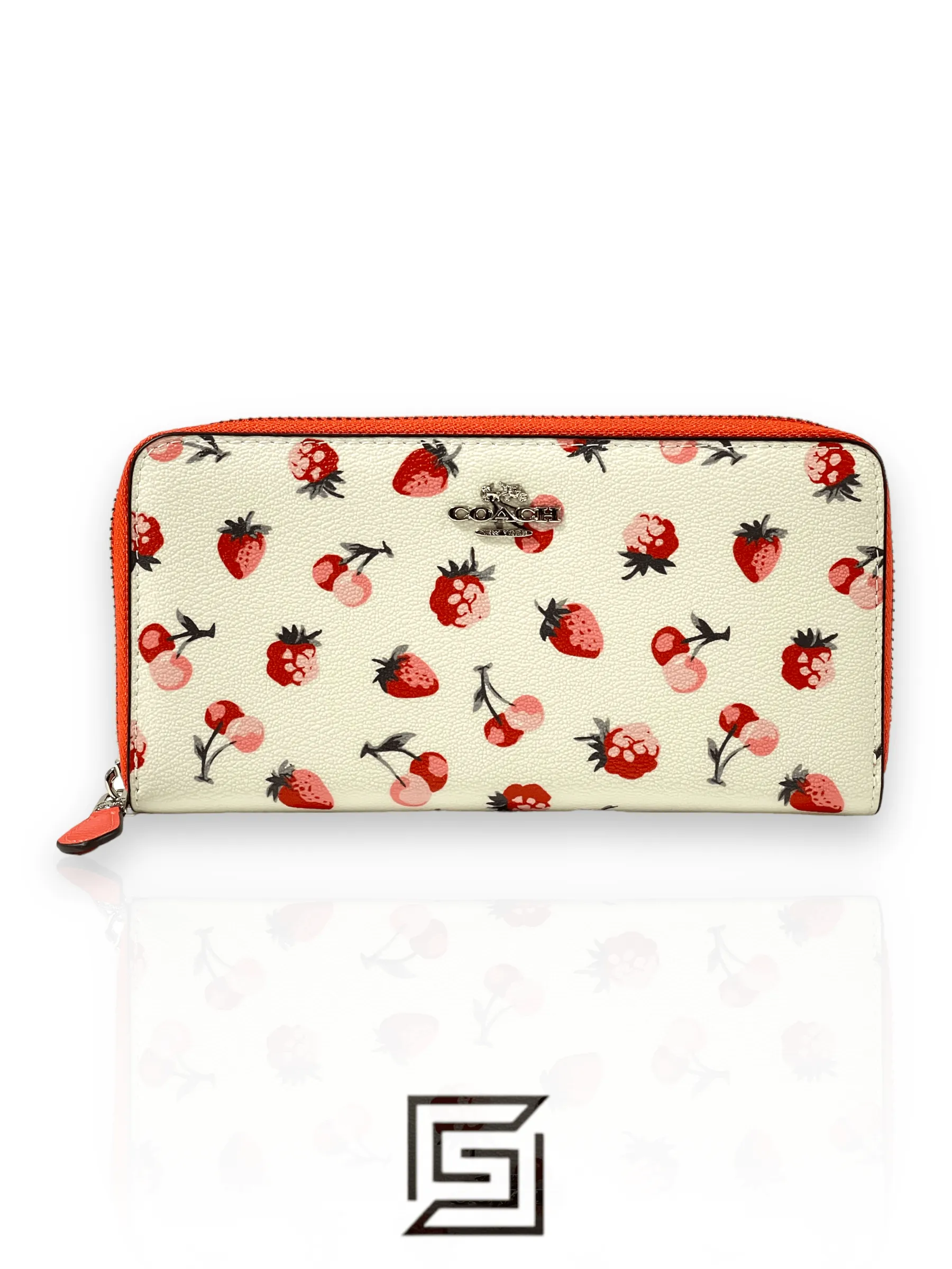 Leather,Wallets,Women wallets ACCORDION WALLET WITH FRUIT PRINT COACH SILVER/CHALK MULTI F23498 Coach