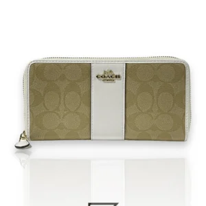 Leather,Wallets,Women Coach wallets Big Wallet coash pattern beige x white F54630 Coach