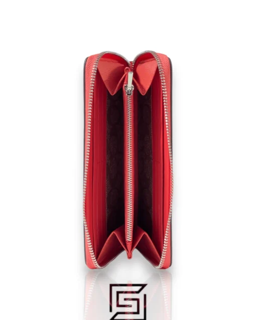 Leather,Wallets,Women wallets Coach Accordion Zip Around Long Wallet in Sun Orange Crossgrain Leather with Signature Coated Canvas Interior - CJ884 Coach