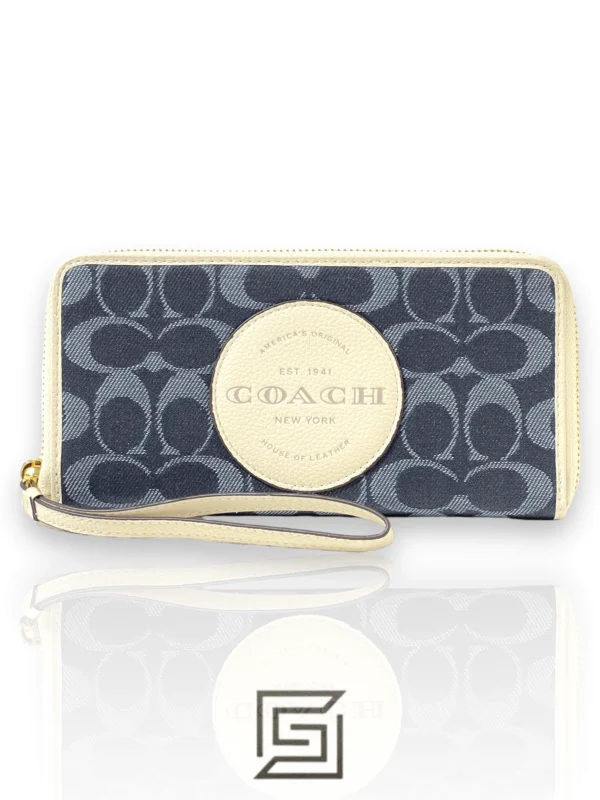 Leather,Wallets,Women wallets Coach Dempsey Large Phone Wallet in Signature Denim With Coach Patch Style No. C4581 Coach