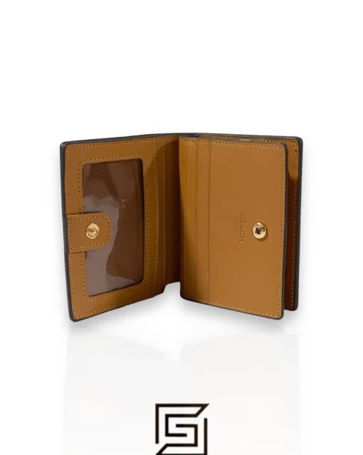 Leather,Wallets,Women Coach wallets Snap Wallet With Horse And Carriage Dot Print Brown C4104 Coach