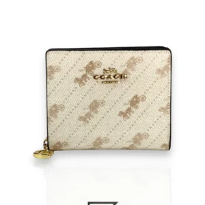 Leather,Wallets,Women Coach wallets Snap Wallet With Horse And Carriage Dot Print Off White C4104 Coach