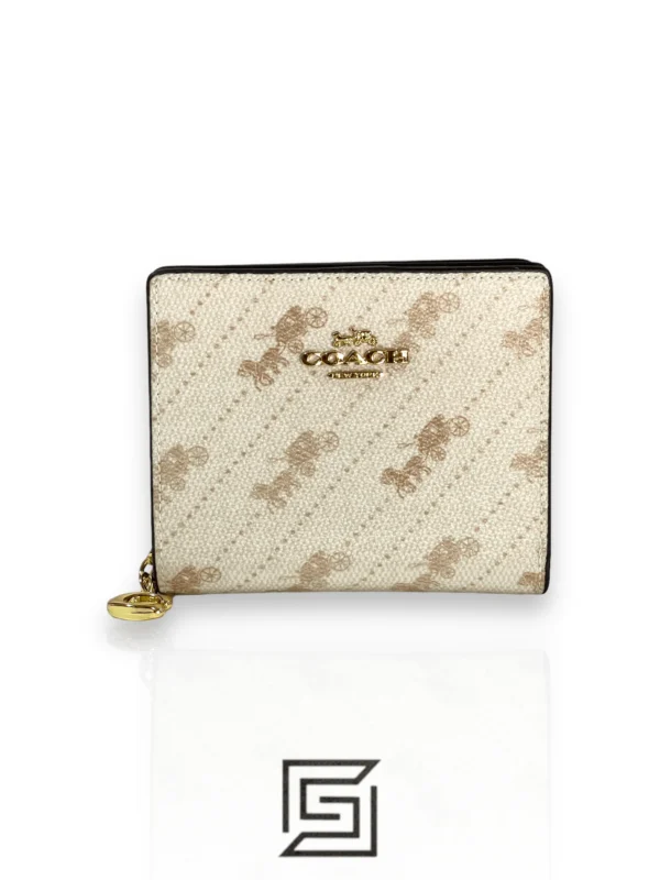 Leather,Wallets,Women Coach wallets Snap Wallet With Horse And Carriage Dot Print Off White C4104 Coach