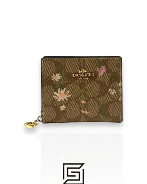 Leather,Wallets,Women Coach wallets Snap Wallet In Signature Canvas With Wildflower Print C8734 Coach