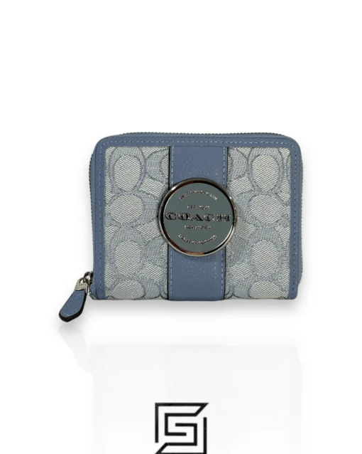 Leather,Wallets,Women Coach wallets Lonnie Small Zip Around Wallet In Signature Jacquard Blue C8323 Coach