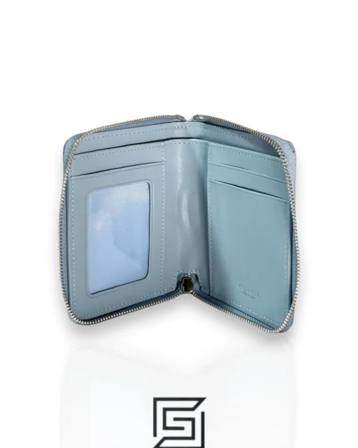 Leather,Wallets,Women Coach wallets Lonnie Small Zip Around Wallet In Signature Jacquard Blue C8323 Coach