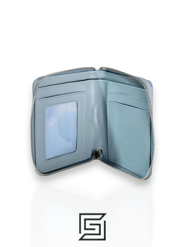 Leather,Wallets,Women Coach wallets Lonnie Small Zip Around Wallet In Signature Jacquard Blue C8323 Coach