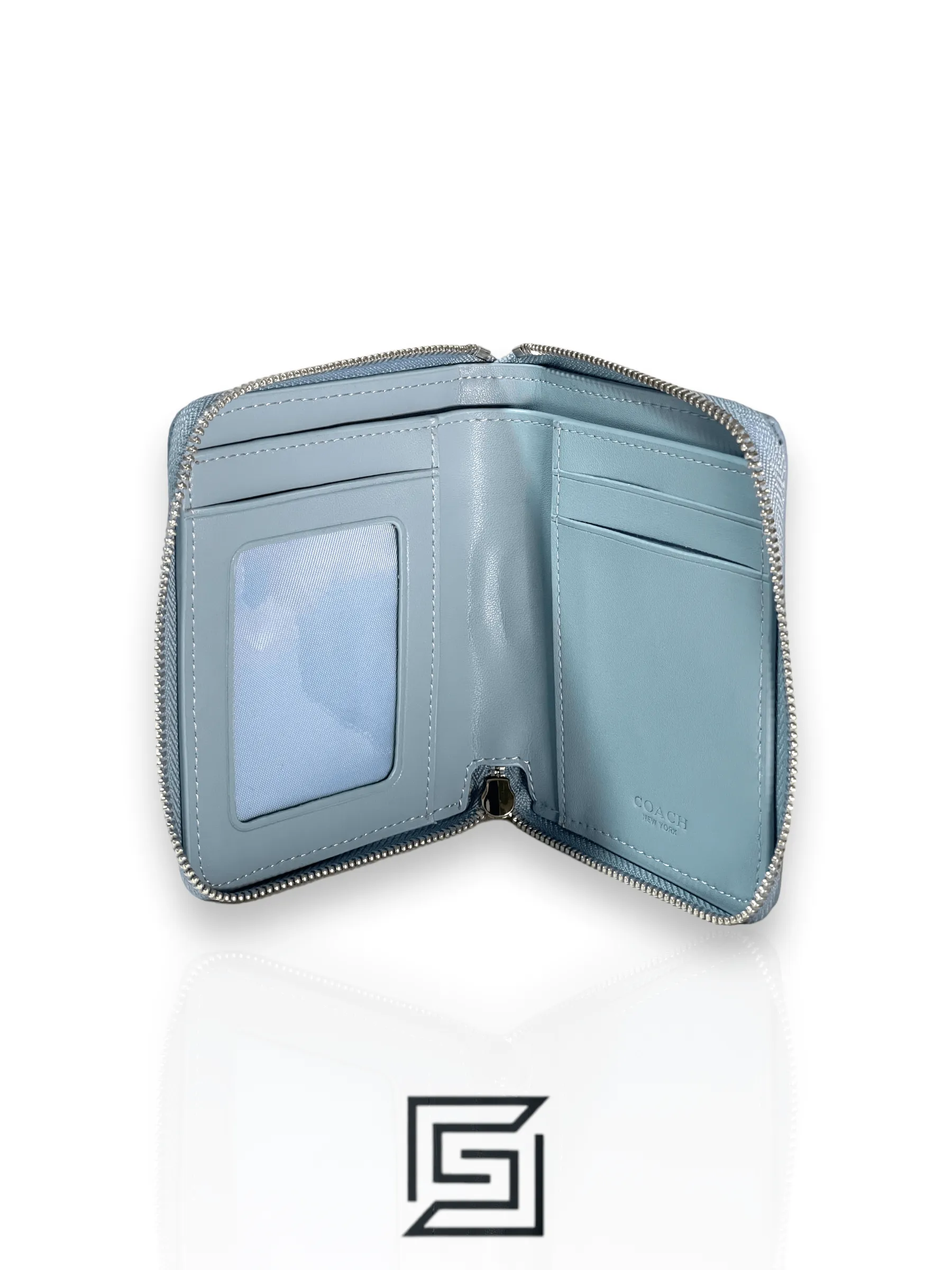 Leather,Wallets,Women Coach wallets Lonnie Small Zip Around Wallet In Signature Jacquard Blue C8323 Coach