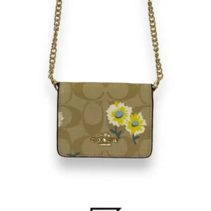 Leather,Wallets,Women Coach wallets Mini Wallet In Signature Canvas With Daisy Print Style No. C3050 Coach