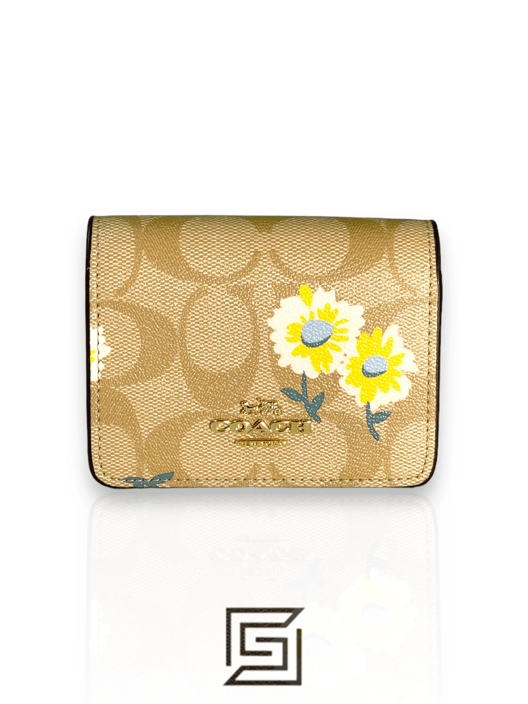 Leather,Wallets,Women Coach wallets Mini Wallet In Signature Canvas With Daisy Print Style No. C3050 Coach