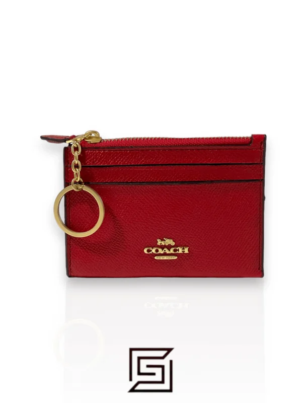 Leather,Wallets,Women Coach wallets Mini Skinny Id Case Red Style No. F88250 Coach