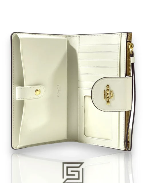 Leather,Wallets,Women Coach wallets Phone Wallet In Colorblock Signature Canvas Brown x White Style No. C2874 Coach