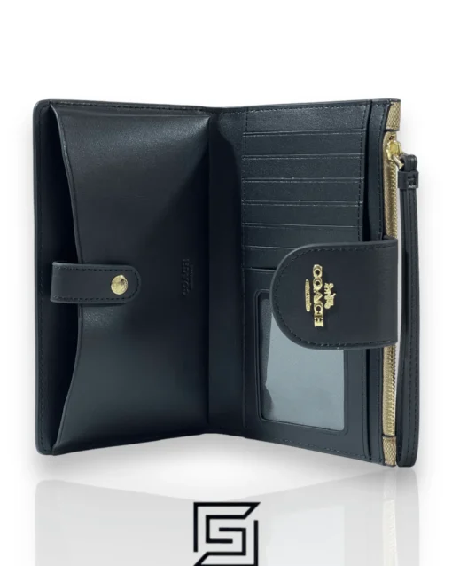 Leather,Wallets,Women Coach wallets Phone Wallet In Colorblock Signature Canvas Brown x Black Style No. C2874 Coach