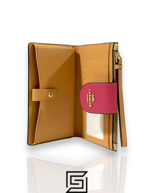 Leather,Wallets,Women Coach wallets Phone Wallet In Colorblock Signature Canvas Biege x Pink Style No. C2874 Coach