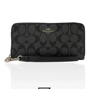 Leather,Wallets,Women Coach wallets Long Zip Around Wallet In Signature Canvas Grey Style No. C4452 Coach