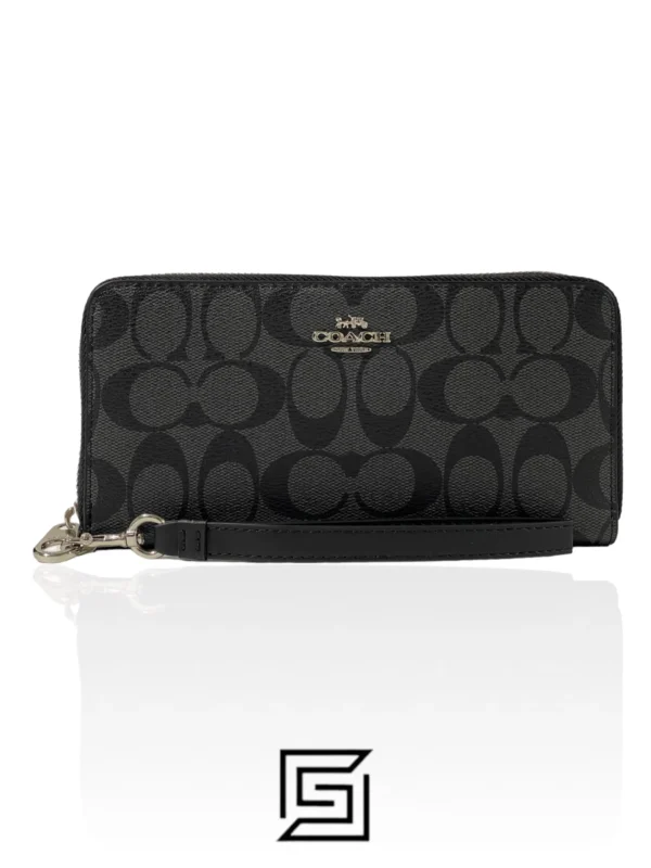 Leather,Wallets,Women Coach wallets Long Zip Around Wallet In Signature Canvas Grey Style No. C4452 Coach