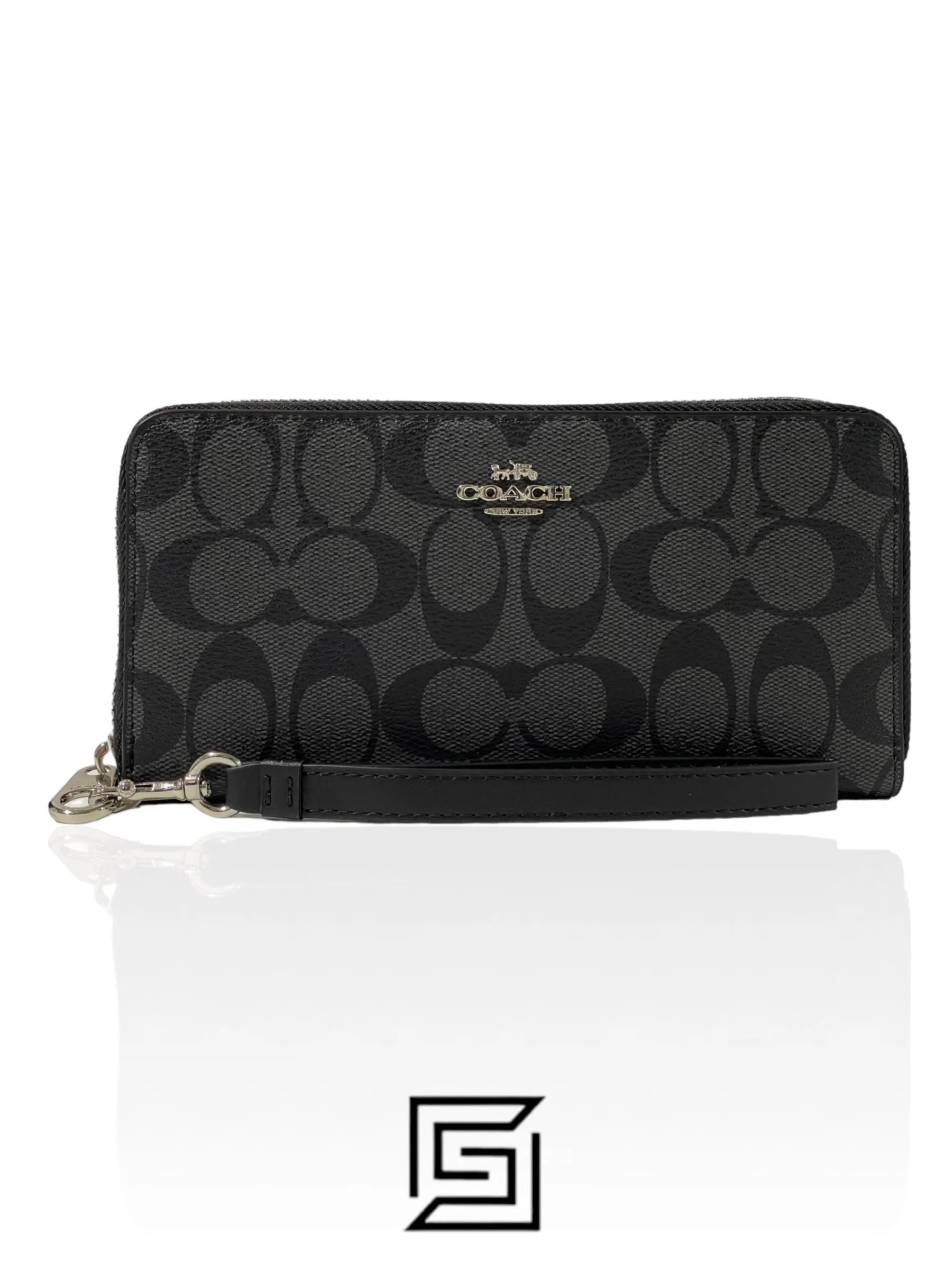 Leather,Wallets,Women Coach wallets Long Zip Around Wallet In Signature Canvas Grey Style No. C4452 Coach