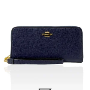 Leather,Wallets,Women Coach wallets Long Zip Around Wallet In Signature Canvas Dark Blue Style No. C4451 Coach