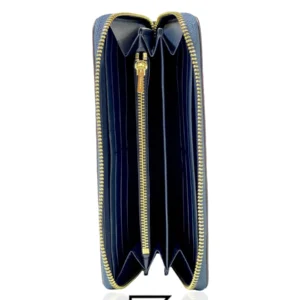 Leather,Wallets,Women Coach wallets Long Zip Around Wallet In Signature Canvas Dark Blue Style No. C4451 Coach