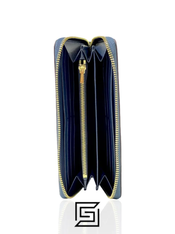 Leather,Wallets,Women Coach wallets Long Zip Around Wallet In Signature Canvas Dark Blue Style No. C4451 Coach