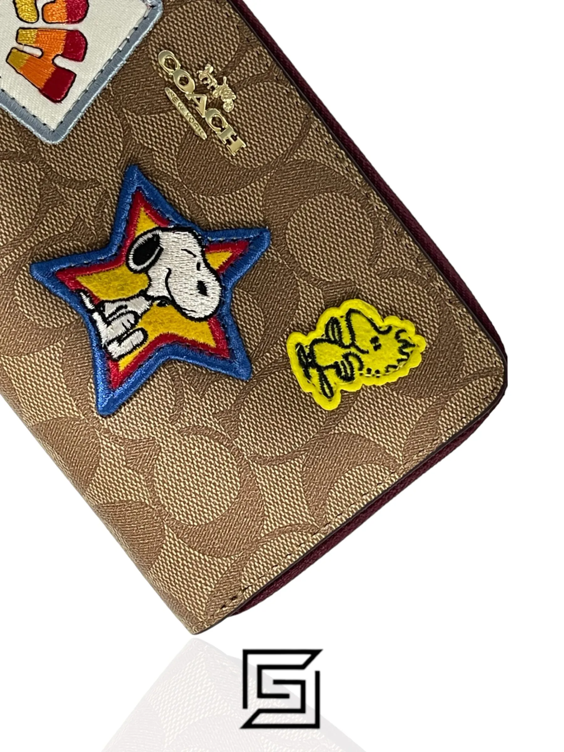 Leather,Wallets,Women wallets Coach X Peanuts Long Zip Around Wallet In Signature Canvas With Varsity Patches C4598 Coach