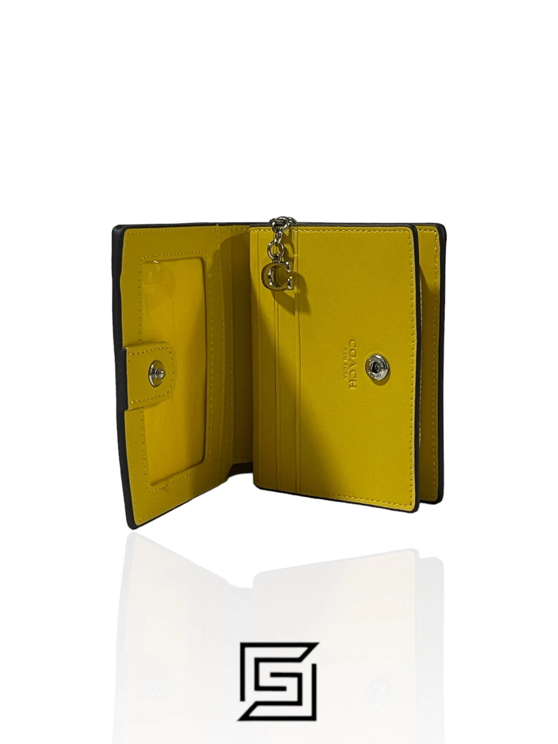 Leather,Wallets,Women Coach wallets Snap Wallet With Mystical Floral Print Yellow Style No. C8703 Coach