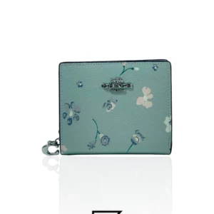 Leather,Wallets,Women Coach wallets Snap Wallet With Mystical Floral Print Sky Blue Style No. C8703 Coach