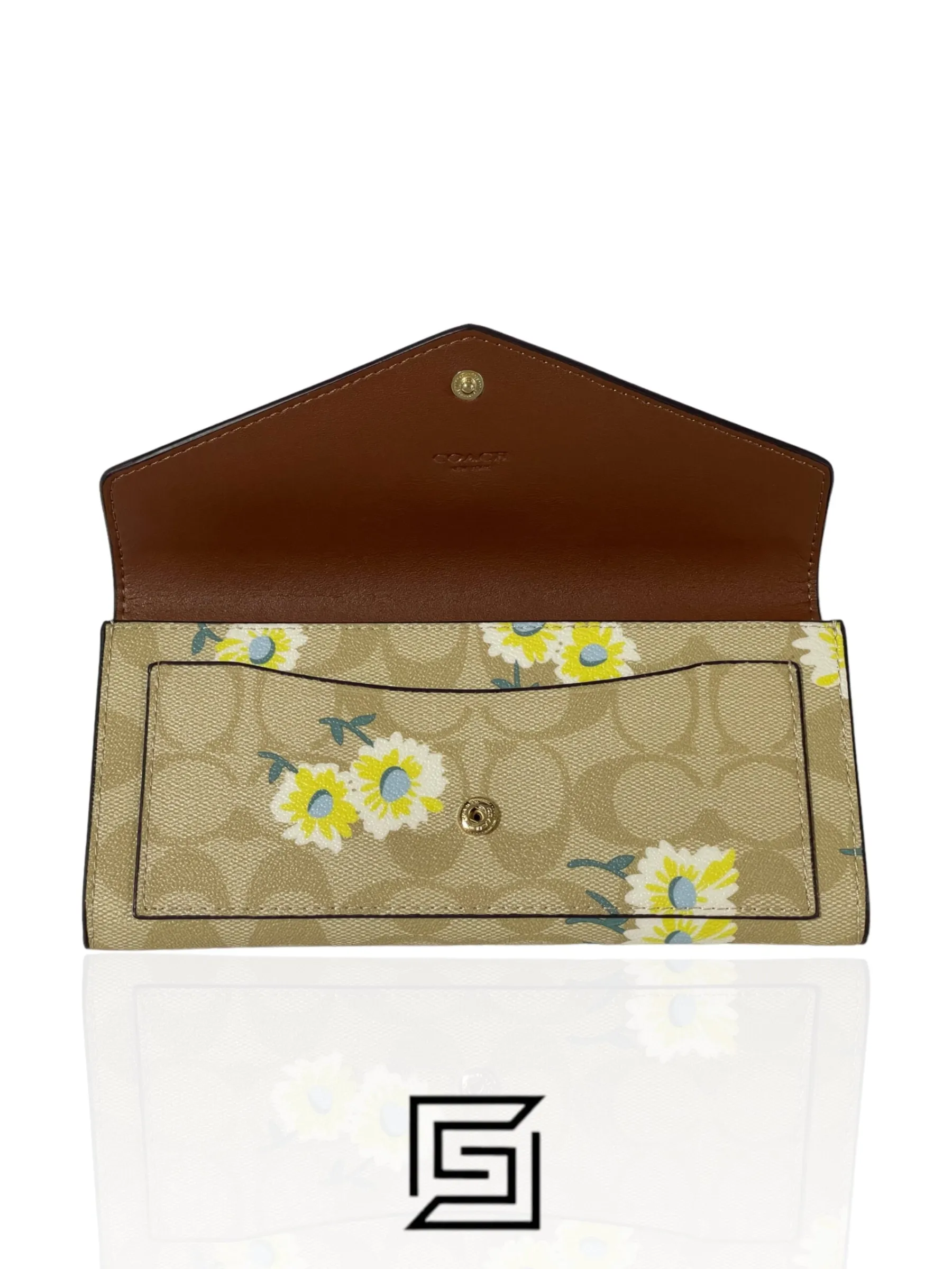 Leather,Wallets,Women Coach wallets Slim Envelope Wallet In Signature Canvas With Daisy Print C3721 Coach