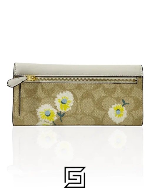 Leather,Wallets,Women Coach wallets Slim Envelope Wallet In Signature Canvas With Daisy Print C3721 Coach