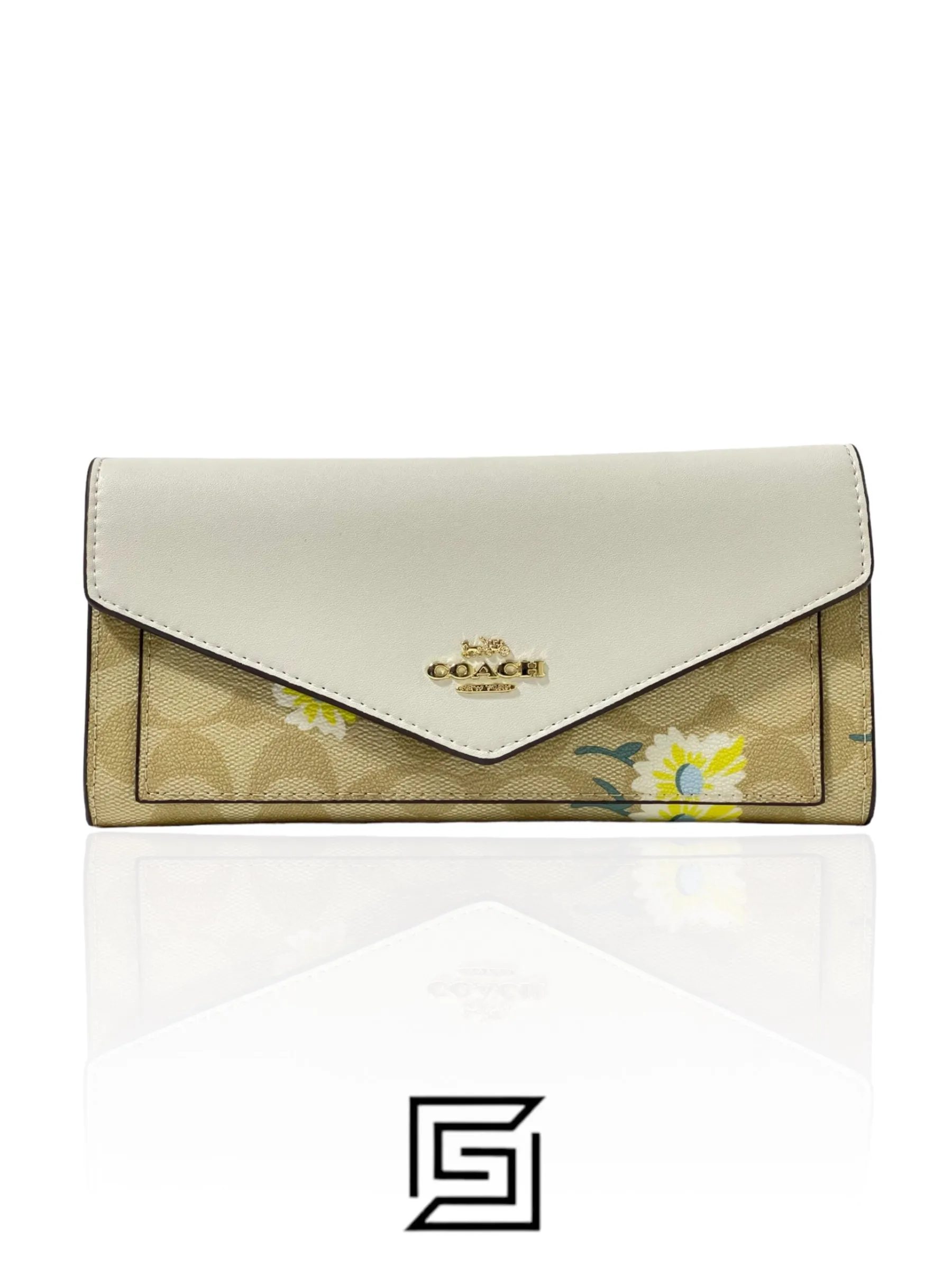 Leather,Wallets,Women Coach wallets Slim Envelope Wallet In Signature Canvas With Daisy Print C3721 Coach