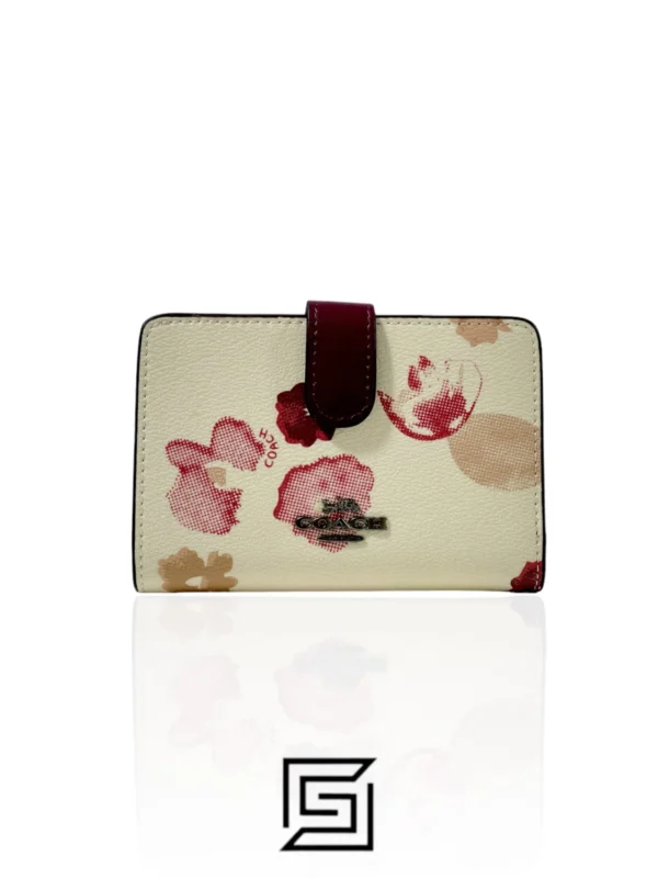 Leather,Wallets,Women Coach wallets MEDIUM CORNER ZIP WALLET IN SIGNATURE CANVAS WITH LILY PRINT F39127 Coach
