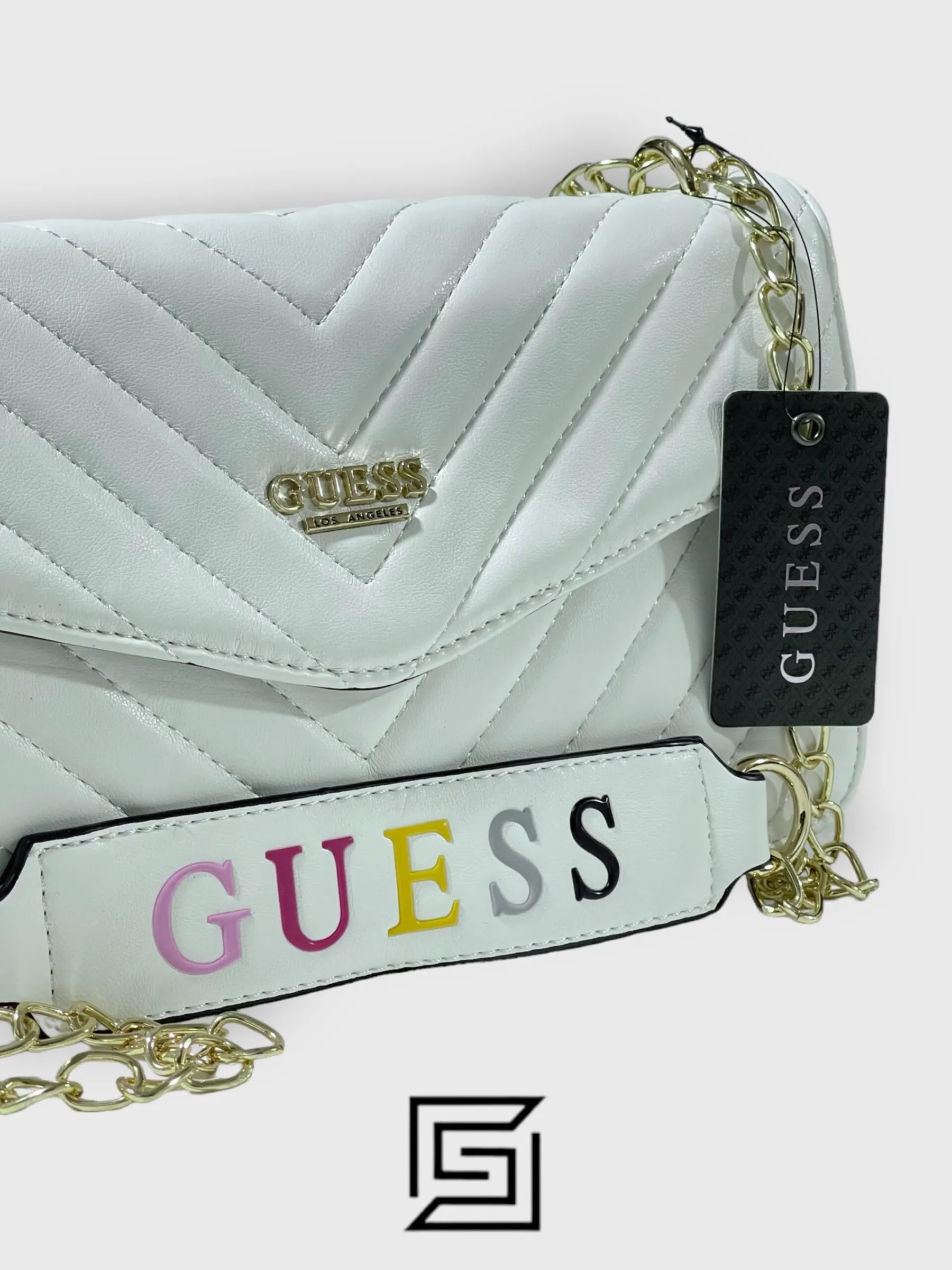 Bags,Leather,Women leather guess Blairsville Quilted Flap Crossbody 21GF-048 White Guess