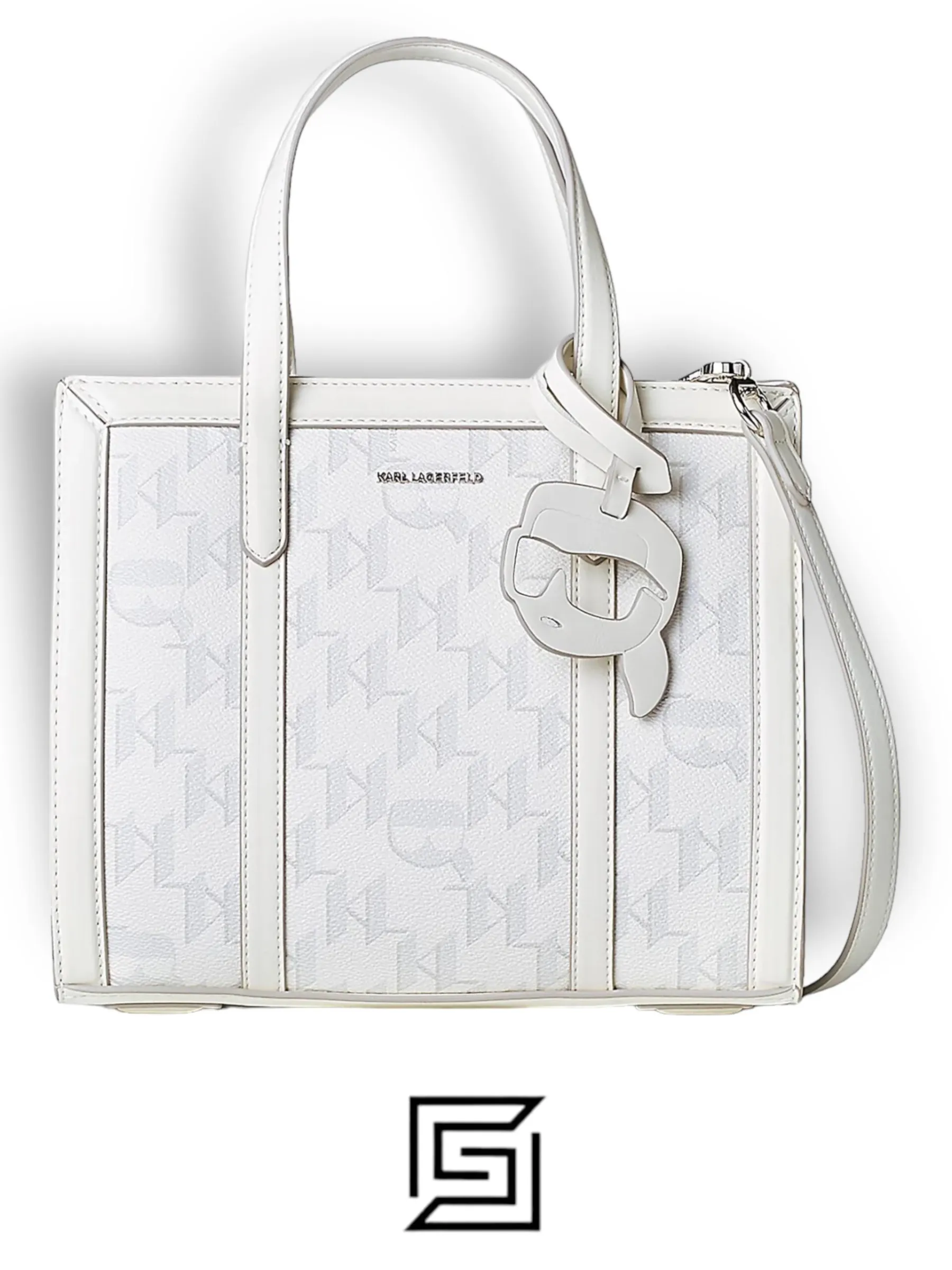 Bags,Leather,Women leather Karl Lagerfeld K/Ikonik 2.0 monogram small tote bag 230w3061 Off White Karl Lagerfeld