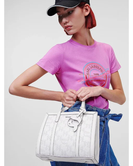 Bags,Leather,Women leather Karl Lagerfeld K/Ikonik 2.0 monogram small tote bag 230w3061 Off White Karl Lagerfeld