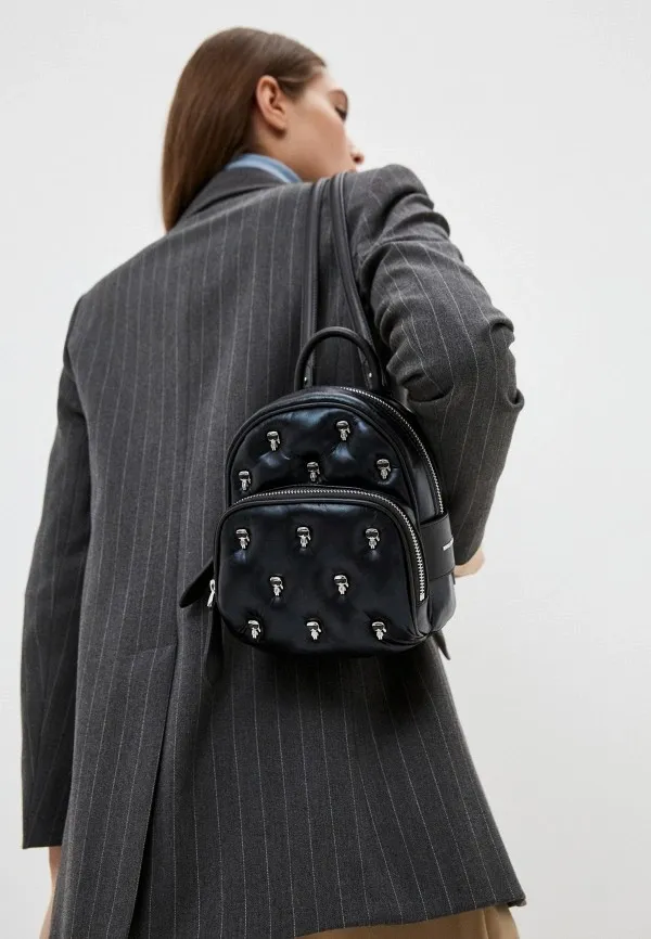 Bags,Leather,Women leather KARL LAGERFELD Backpack 210W3098 Mtllc Blk A980 210W3098 Karl Lagerfeld