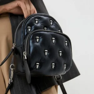 Bags,Leather,Women leather KARL LAGERFELD Backpack 210W3098 Mtllc Blk A980 210W3098 Karl Lagerfeld