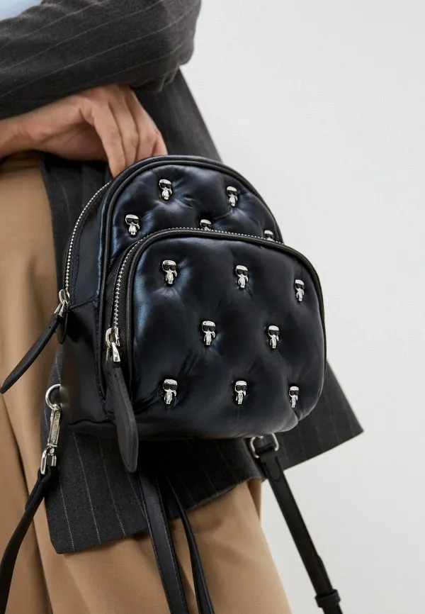 Bags,Leather,Women leather KARL LAGERFELD Backpack 210W3098 Mtllc Blk A980 210W3098 Karl Lagerfeld